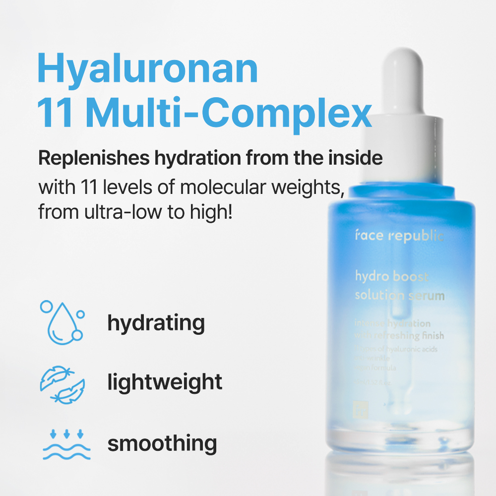 FACE REPUBLIC Hydro Boost Solution Serum 45ml for Hydration Serum, Hyaluronic Acid Serum