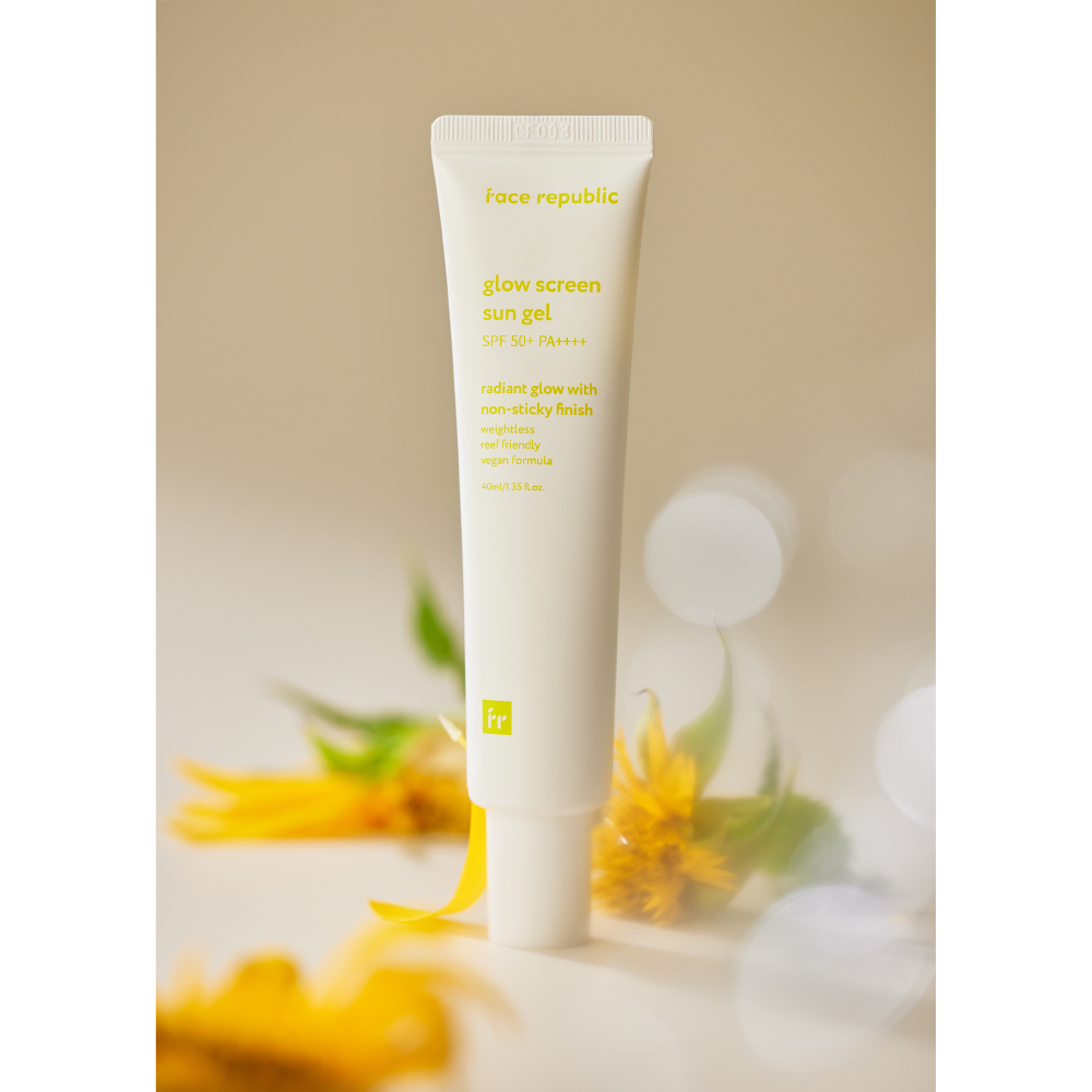 FACE REPUBLIC Glow Screen Sun Gel 40ml Spf50+ for Sunscreen, Sunblock, Brightening Sunscreen