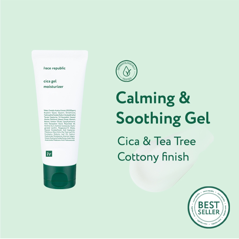 FACE REPUBLIC Cica Gel Moisturizer 50ml with Cica Extract, Sensitive Skin Moisturizer