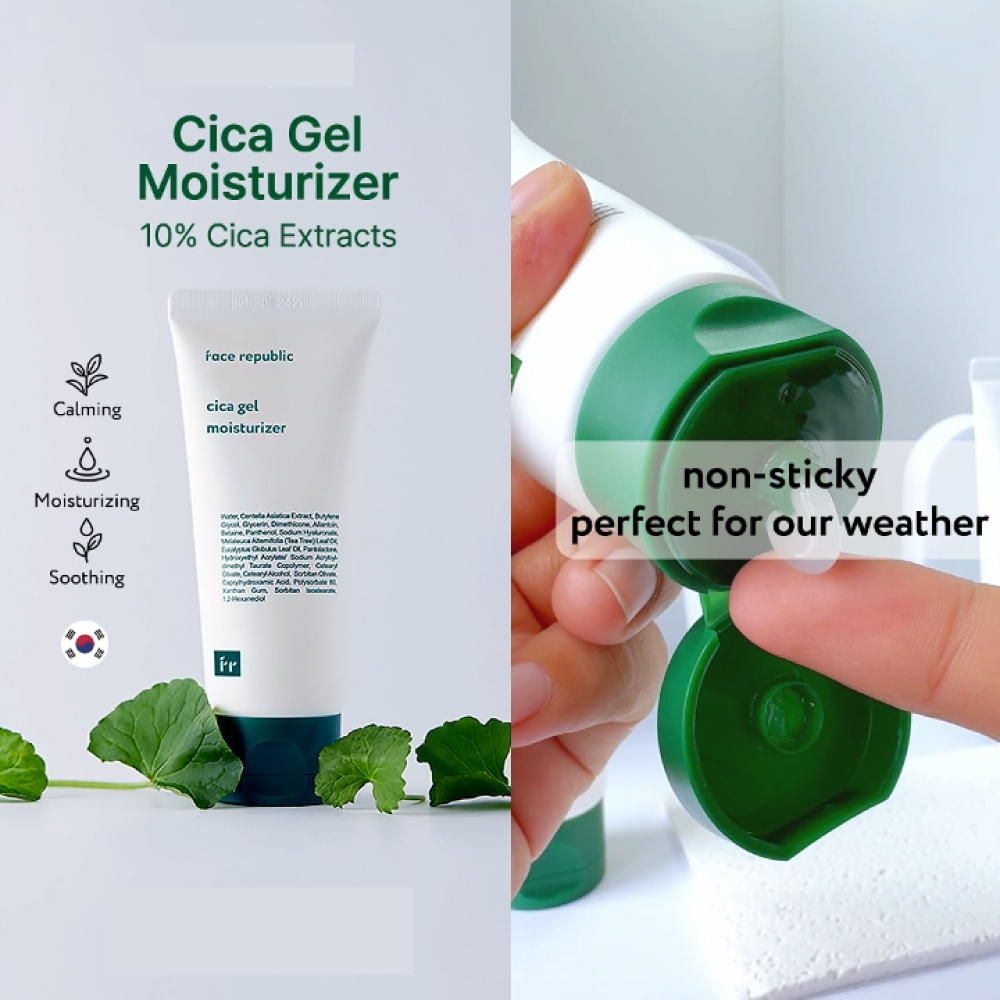 FACE REPUBLIC Cica Gel Moisturizer 50ml with Cica Extract, Sensitive Skin Moisturizer