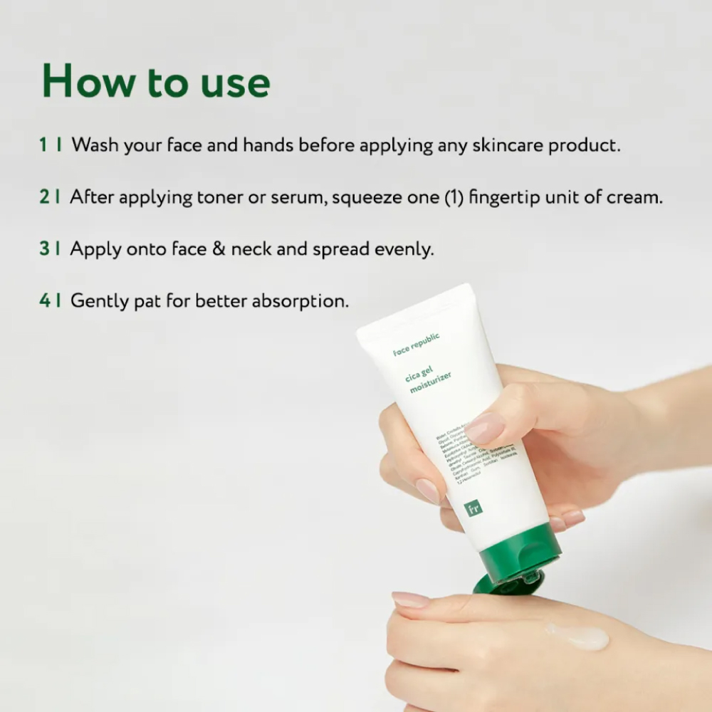FACE REPUBLIC Cica Gel Moisturizer 50ml with Cica Extract, Sensitive Skin Moisturizer