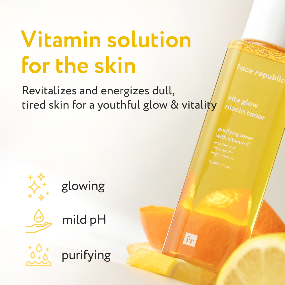 FACE REPUBLIC Vita Glow Niacin Toner 160ml for Brightening & Whitening Toner with Niacinamide