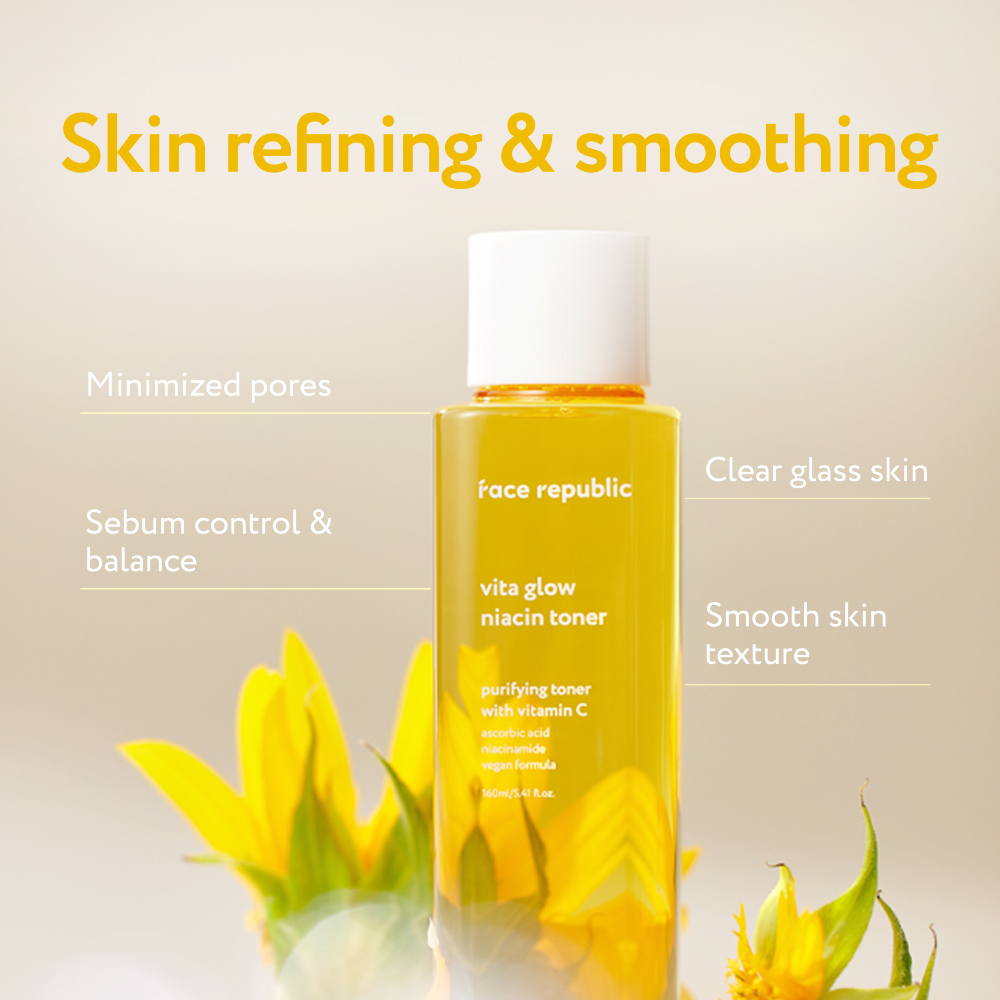 FACE REPUBLIC Vita Glow Niacin Toner 160ml for Brightening & Whitening Toner with Niacinamide