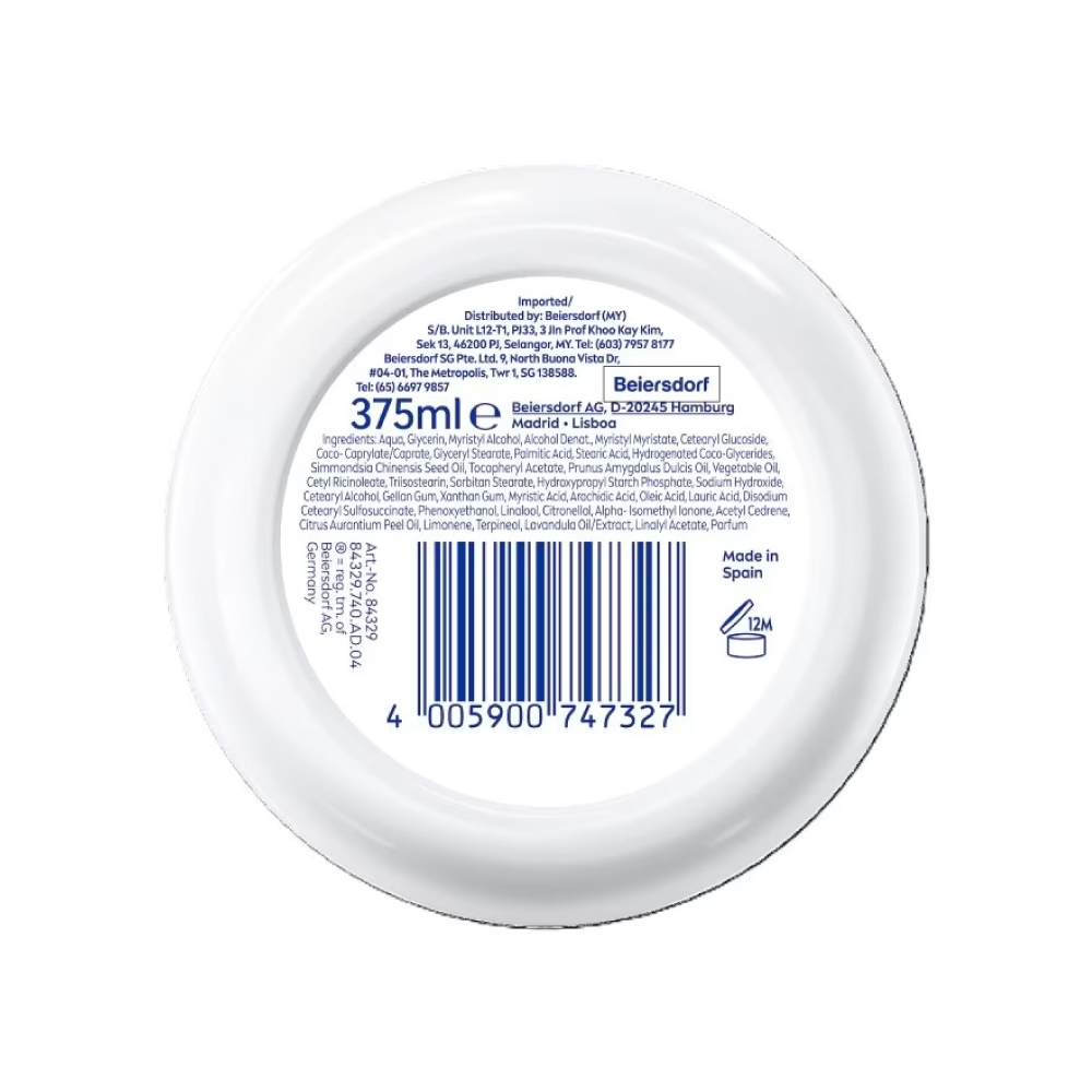 NIVEA Body Lotion Soft Cream Jar 375ml for Moisturizing Cream for Face, Body, Hands Cream