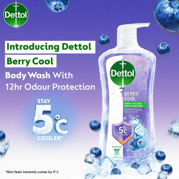 DETTOL Body Wash Berry Cool 950g for Antibacterial Body Body Wash, Sabun Mandi Dettol