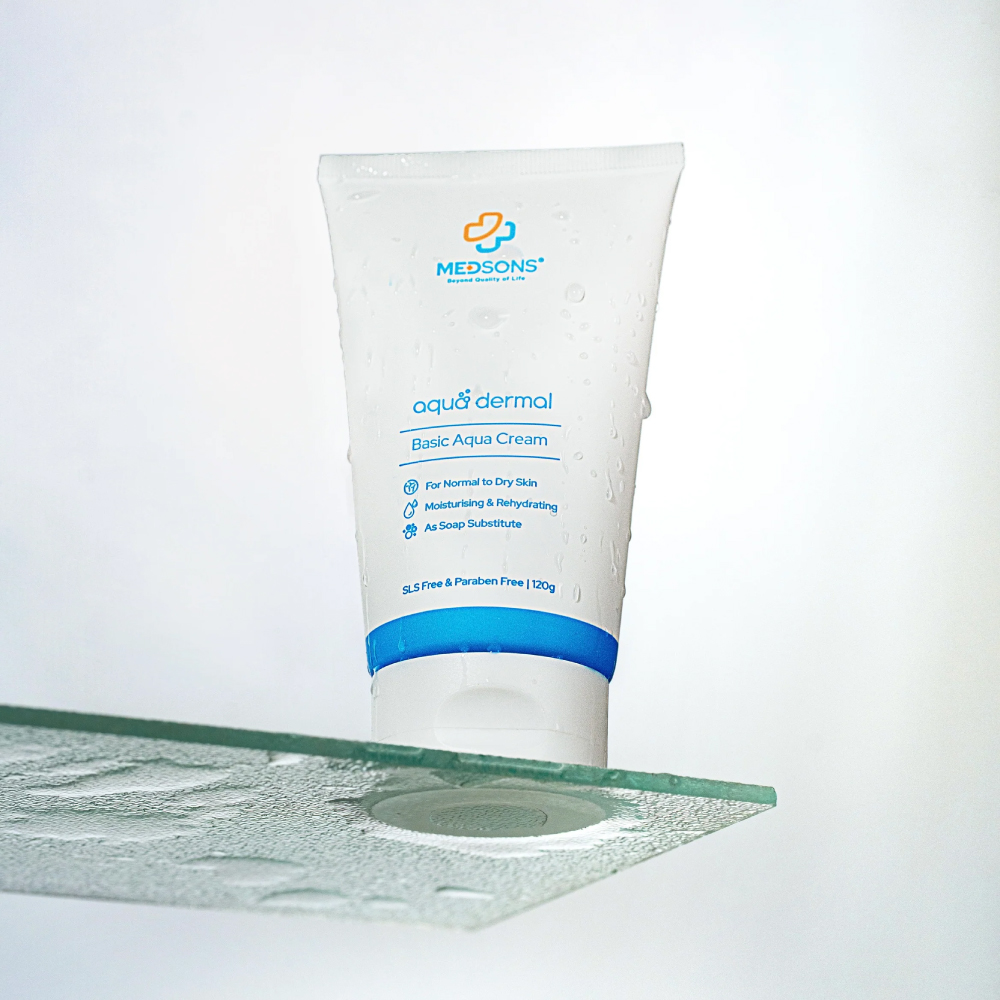 MEDSONS Aqua Dermal Basic Aqua Cream 120g for Dry Skin Moisturizer, Itchy Skin Cream