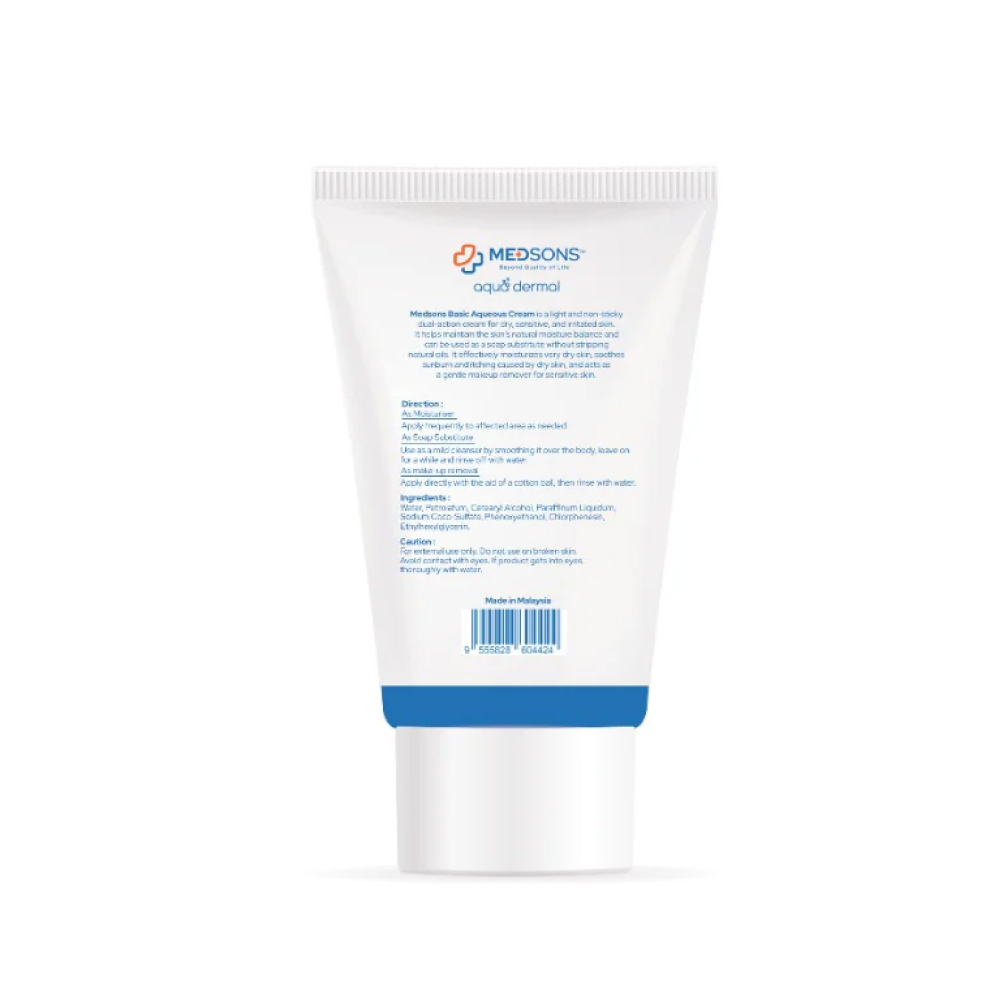 MEDSONS Aqua Dermal Basic Aqua Cream 120g for Dry Skin Moisturizer, Itchy Skin Cream
