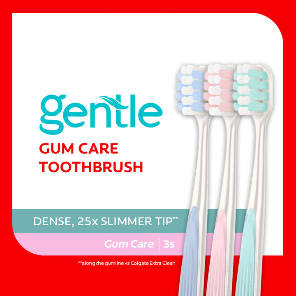 COLGATE Gentle Gum Care 3's for Soft Toothbrush, Colgate Toothbrush, Berus Gigi