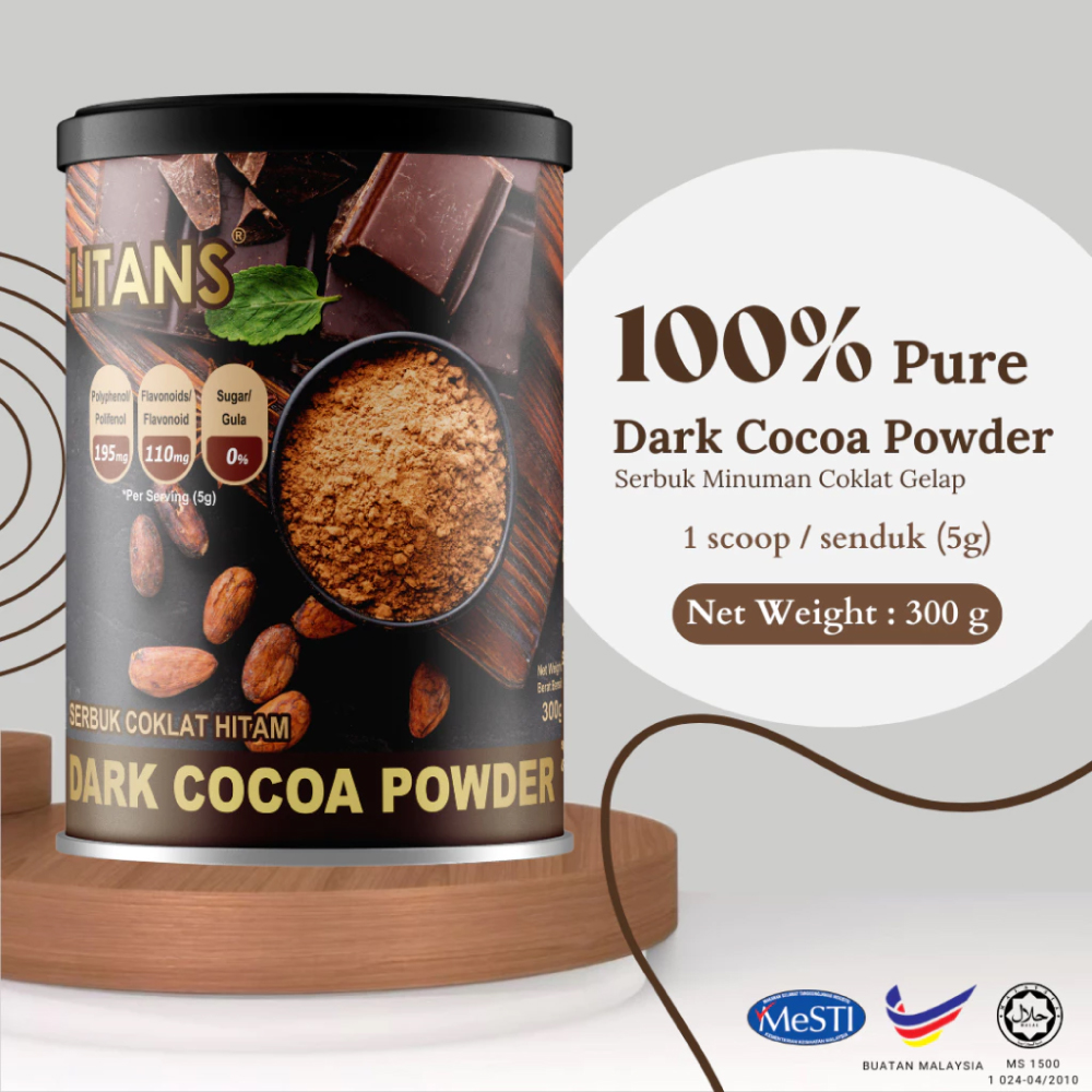 LITANS 100% Dark Chocolate 300g for Chocolate Drink, Pure Dark Chocolate Drink