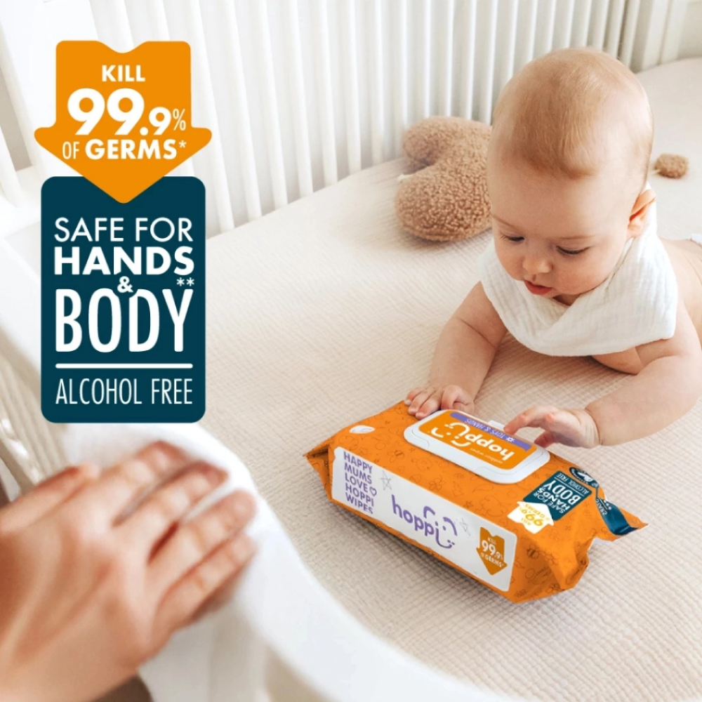 HOPPI Baby Antibacterial Wipes 3 X 80 Sheets for Tisu Basah Baby, Baby Wet Tissue