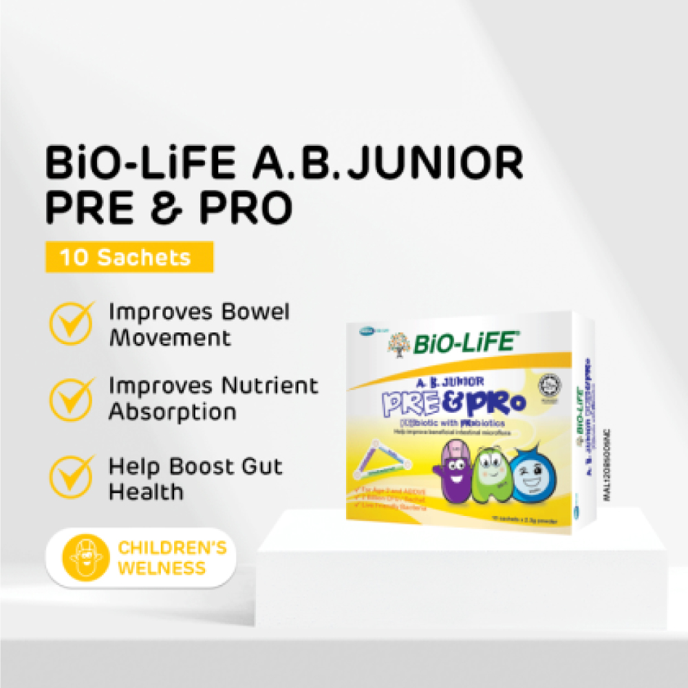 BIO-LIFE AB Junior Pre & Pro 10's for Probiotics Supplement, Constipation Relief