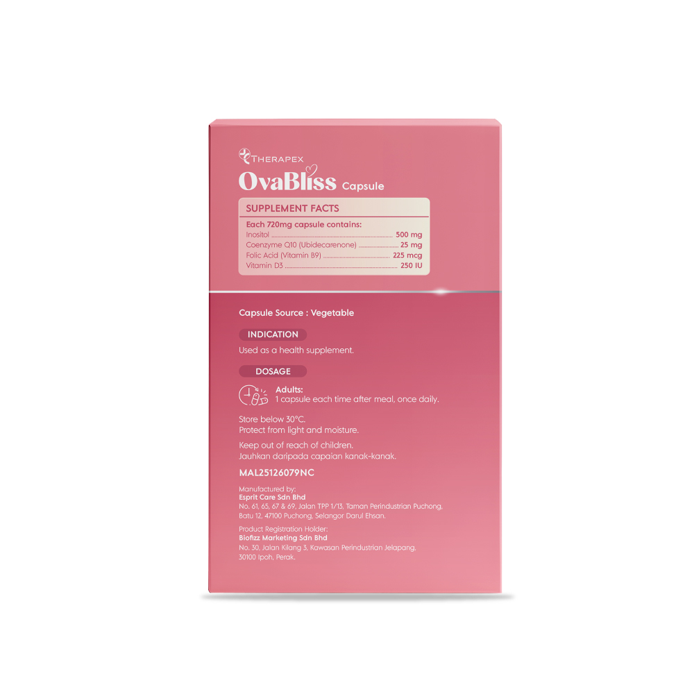 THERAPEX Ovabliss Capsule 60's with Pcos Supplement, Folic Acid Supplement, Menstrual Supplement