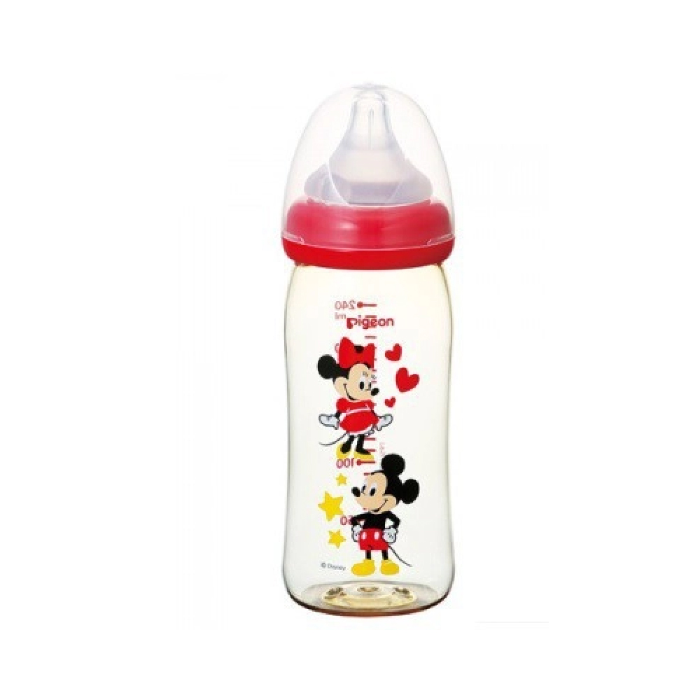 PIGEON Softtouch Wide Neck Nursing Bottle 3+ Months (Red Mickey) 240ml for Botol Susu Baby