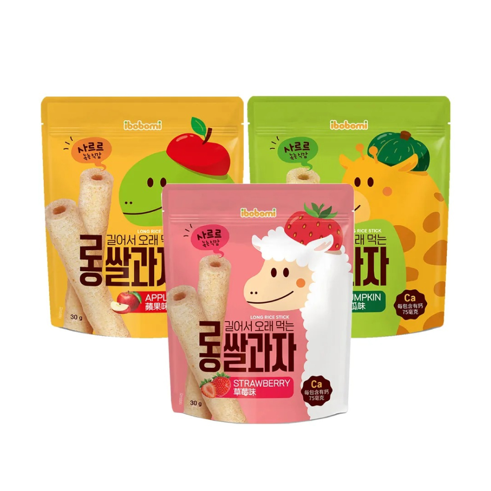KOREA IBOBOMI Long Rice Stick 30g (Strawberry) for Korean Snack, Snack Korea