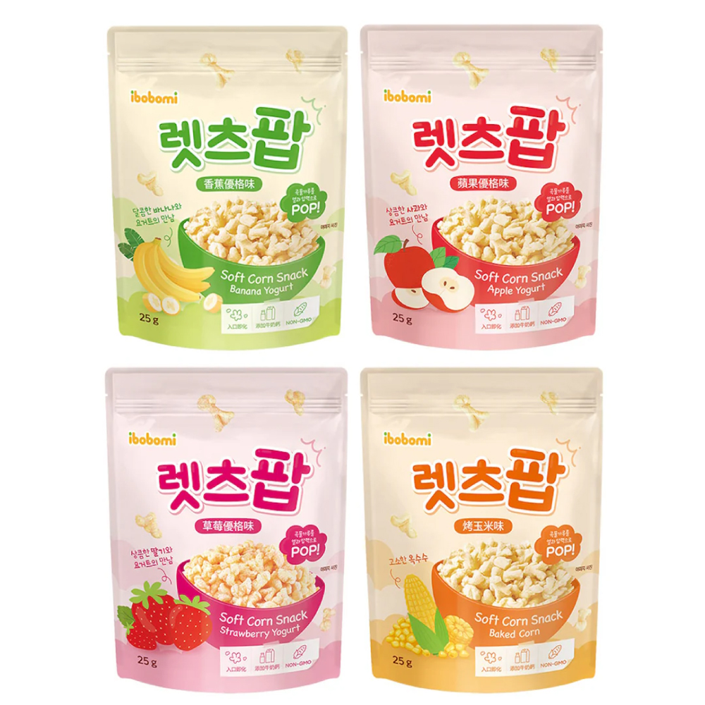 KOREA IBOBOMI Soft Corn Snack 25g (Apple Yogurt) for Korean Snack, Korean Yogurt Snack