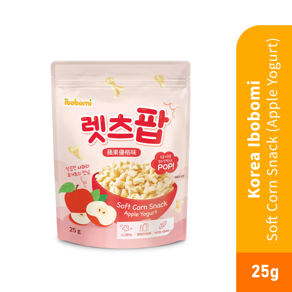 KOREA IBOBOMI Soft Corn Snack 25g (Apple Yogurt) for Korean Snack, Korean Yogurt Snack