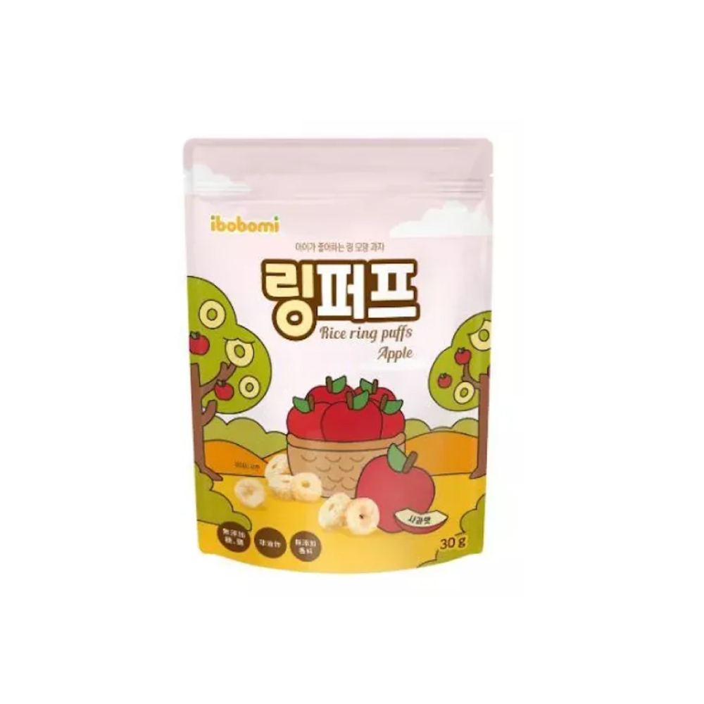 KOREA IBOBOMI Rice Ring Puff 30g (Apple) for Korean Snack, Korean Rice Puff