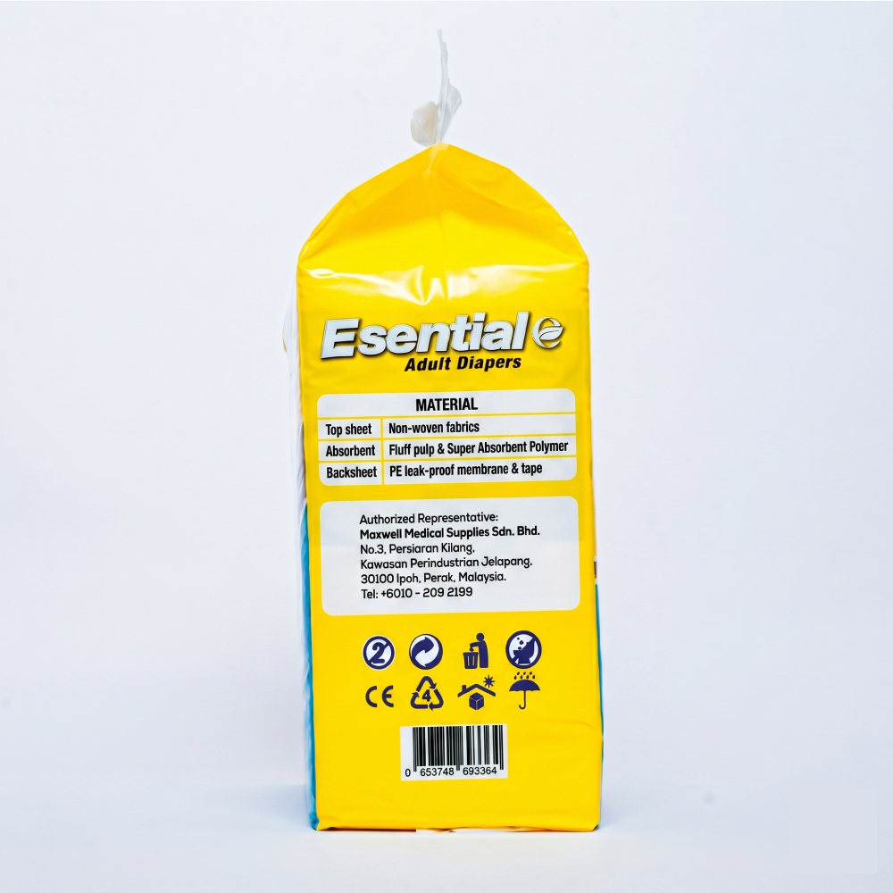 ESENTIAL Adult Diapers 8's - XL for Adult Diapers, Lampin Dewasa, Adult Tape Diaper