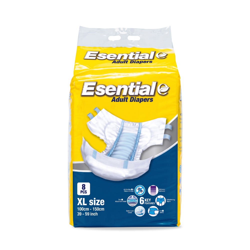 ESENTIAL Adult Diapers 8's - XL for Adult Diapers, Lampin Dewasa, Adult Tape Diaper