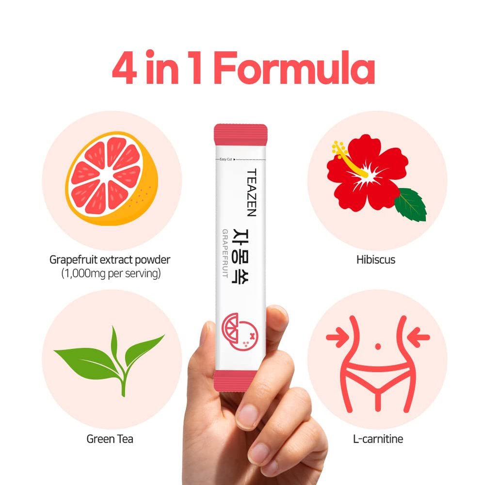 TEAZEN Grapefruit Tea 10's with Sugar Free Tea, L-carnitine Drink, Green Tea with Grapefruit