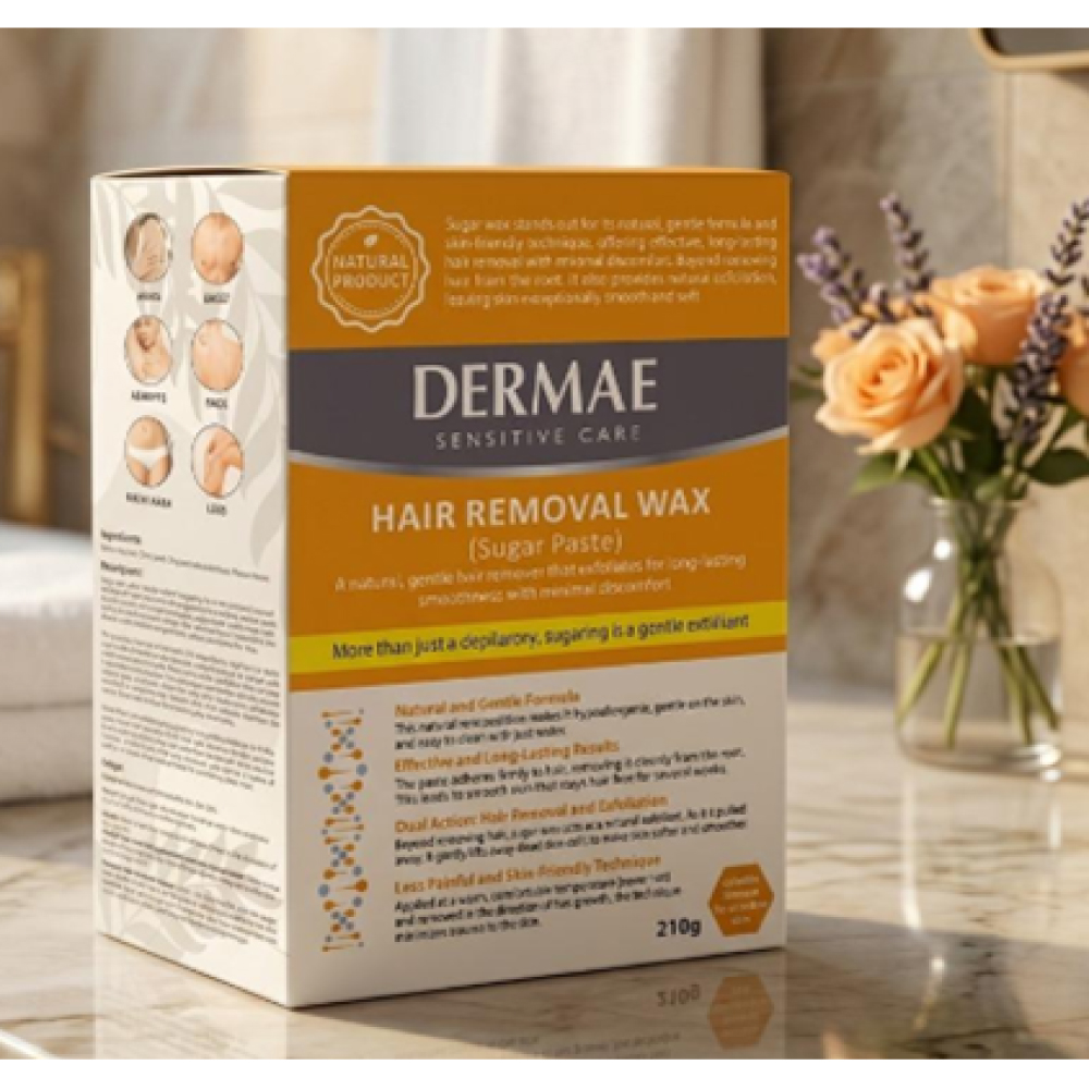 DERMAE Hair Removal Wax 210g with Non Woven Fabric 100's and Applicant, Hair Wax, Wax Bulu