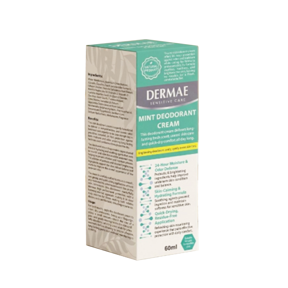 DERMAE Mint Deodorant Cream 60ml for Krim Deodorant, Ubat Ketiak, Underarm Cream