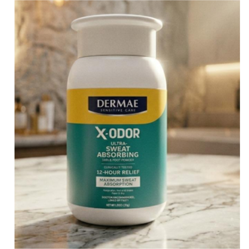 DERMAE X-Odor Skin & Foot Powder 30g for Powder for Sweaty Feet, Skin and Foot Odor Powder