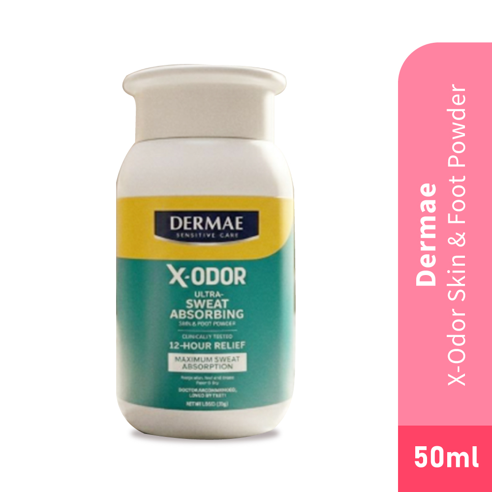 DERMAE X-Odor Skin & Foot Powder 30g for Powder for Sweaty Feet, Skin and Foot Odor Powder