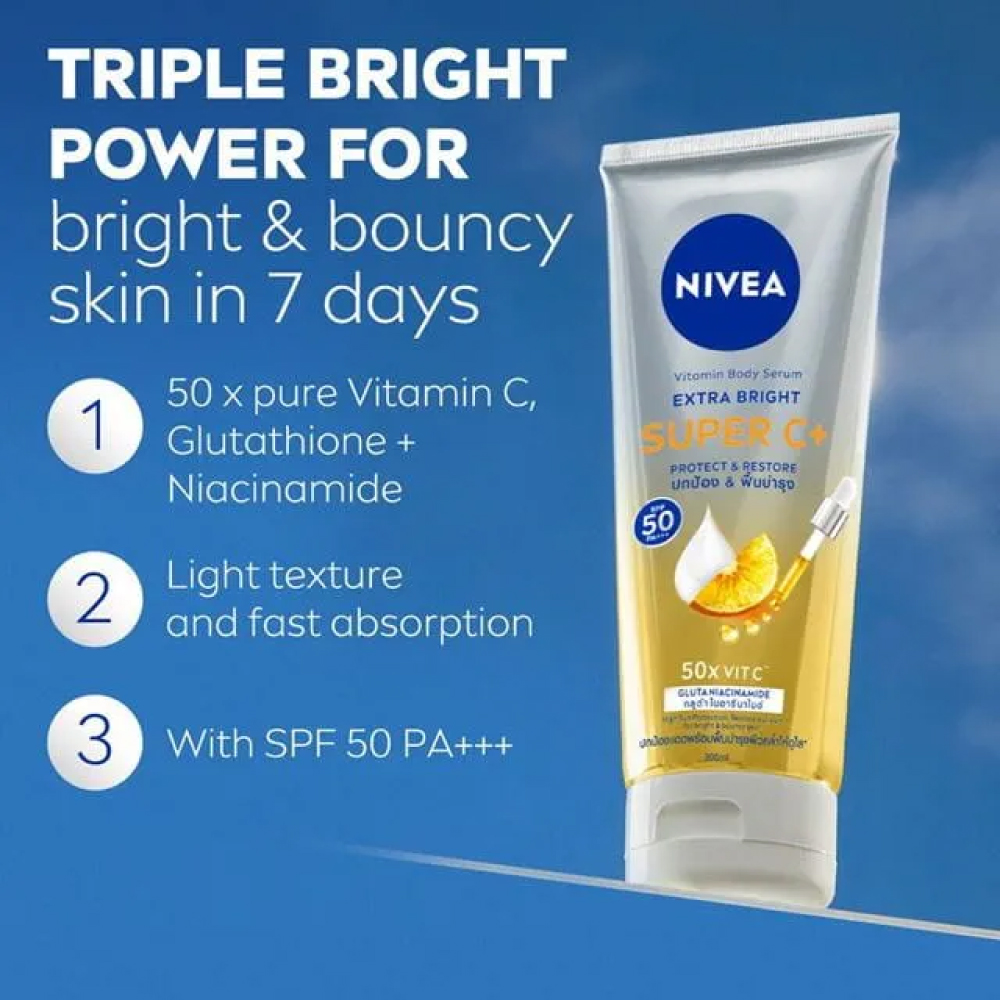 NIVEA Vitamin Body Serum Extra Bright Super C+ Lotion 300ml Spf50+ for Brightening Lotion