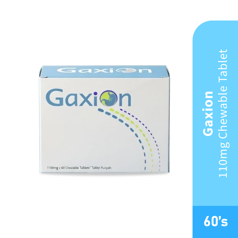 GAXION 110mg Chewable Tab 60's for Acid Reflux and Heartburn Relief, Ubat Pedih Ulu Hati