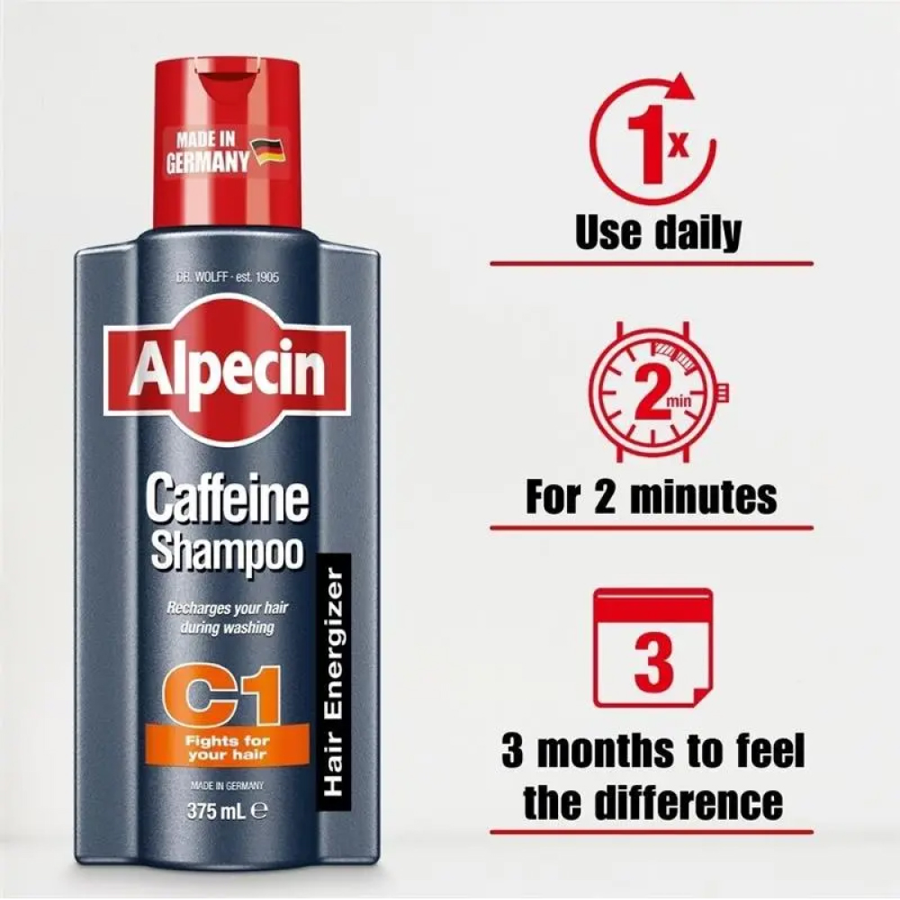 ALPECIN C1 Caffeine Shampoo 375ml for Hair Loss Shampoo, Shampoo Rambut Gugur