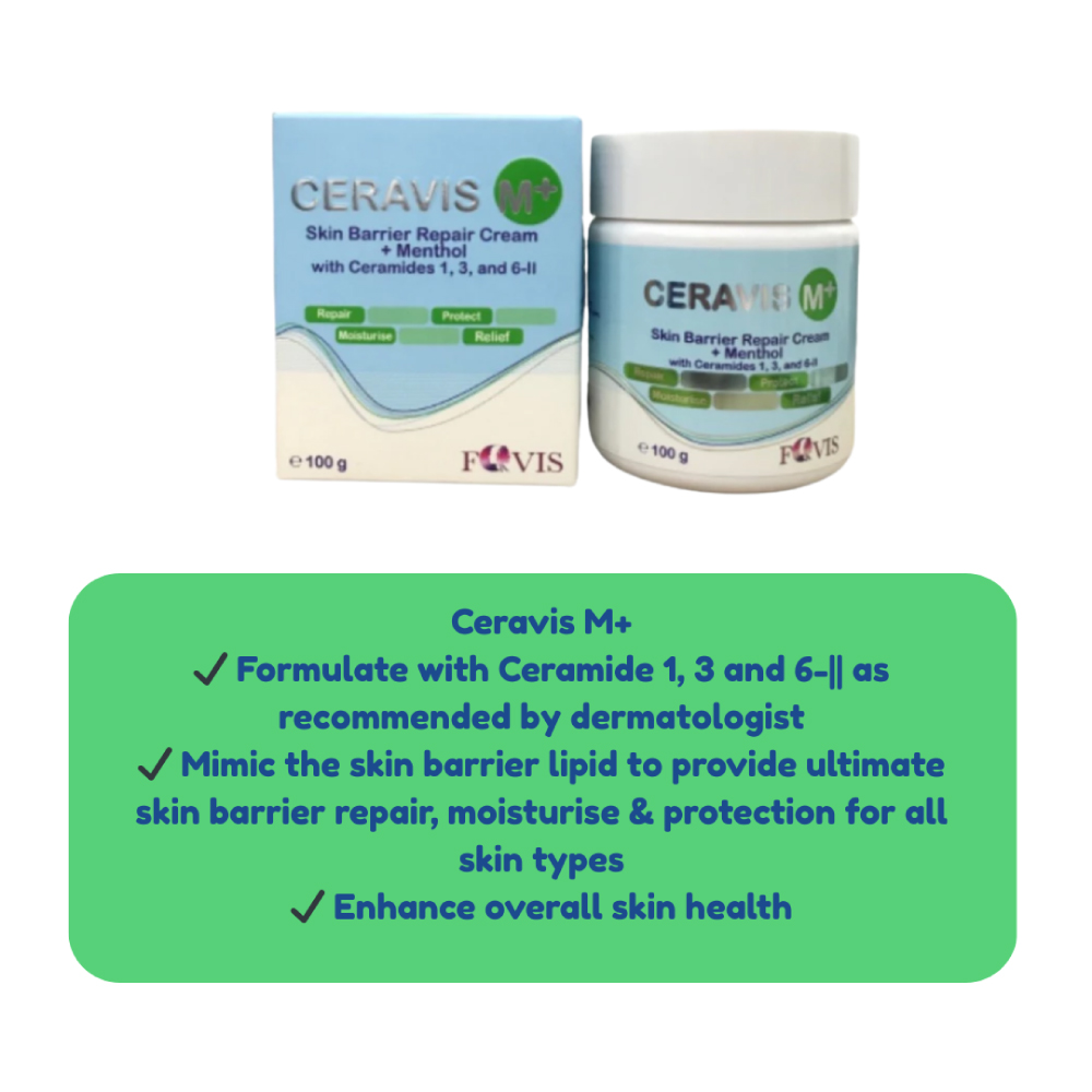 CERAVIS C+ Skin Barrier Repair Cream + Menthol 100g for Dry Skin, Sensitive Skin, Ceramide Cream