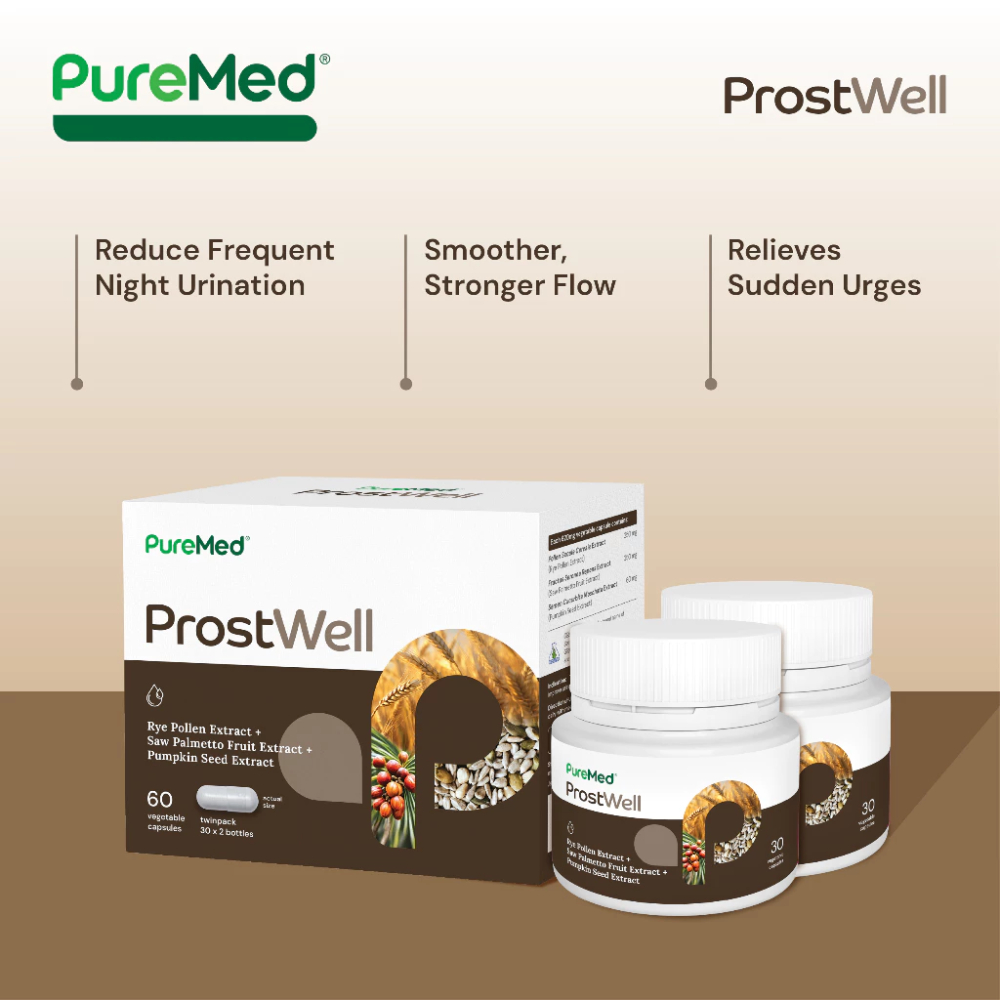 PUREMED Prostwell 2X30's for Prostate and Urinary Tract Supplement, Saw Palmeto Supplement