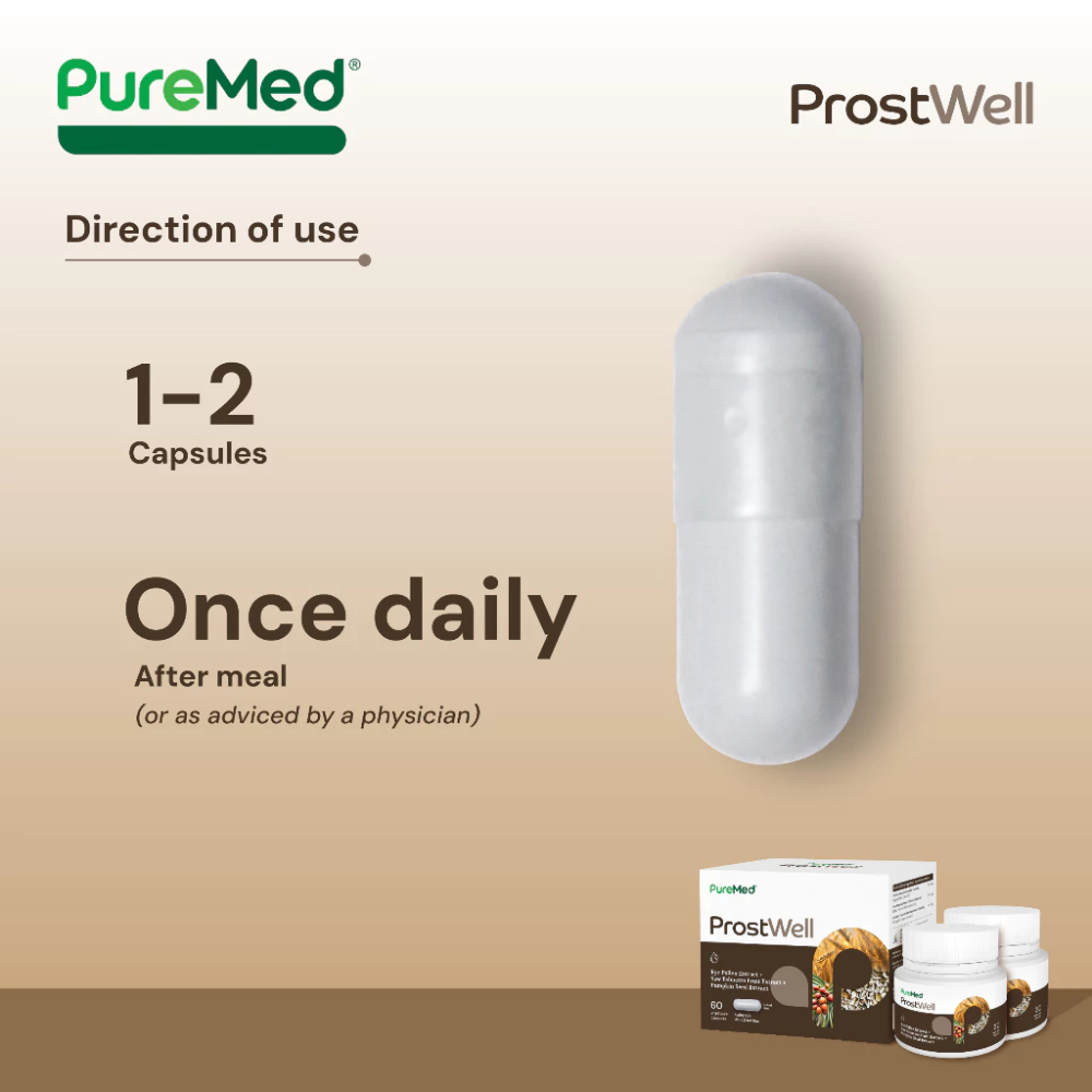 PUREMED Prostwell 2X30's for Prostate and Urinary Tract Supplement, Saw Palmeto Supplement