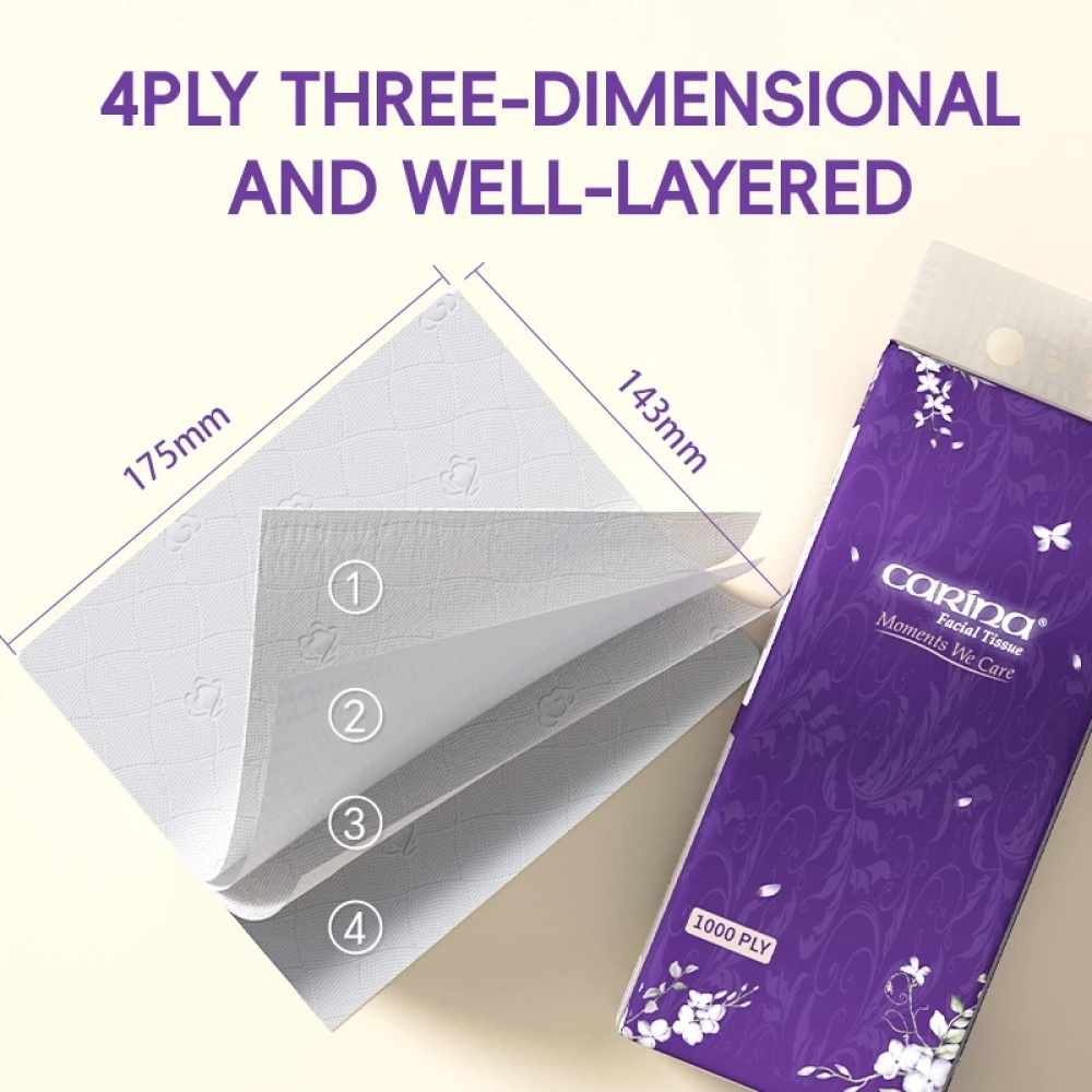 CARINA Lavendar Series 4ply Hanging Facial Tissue 320's for Tisu Gantung, Hanging Tissue