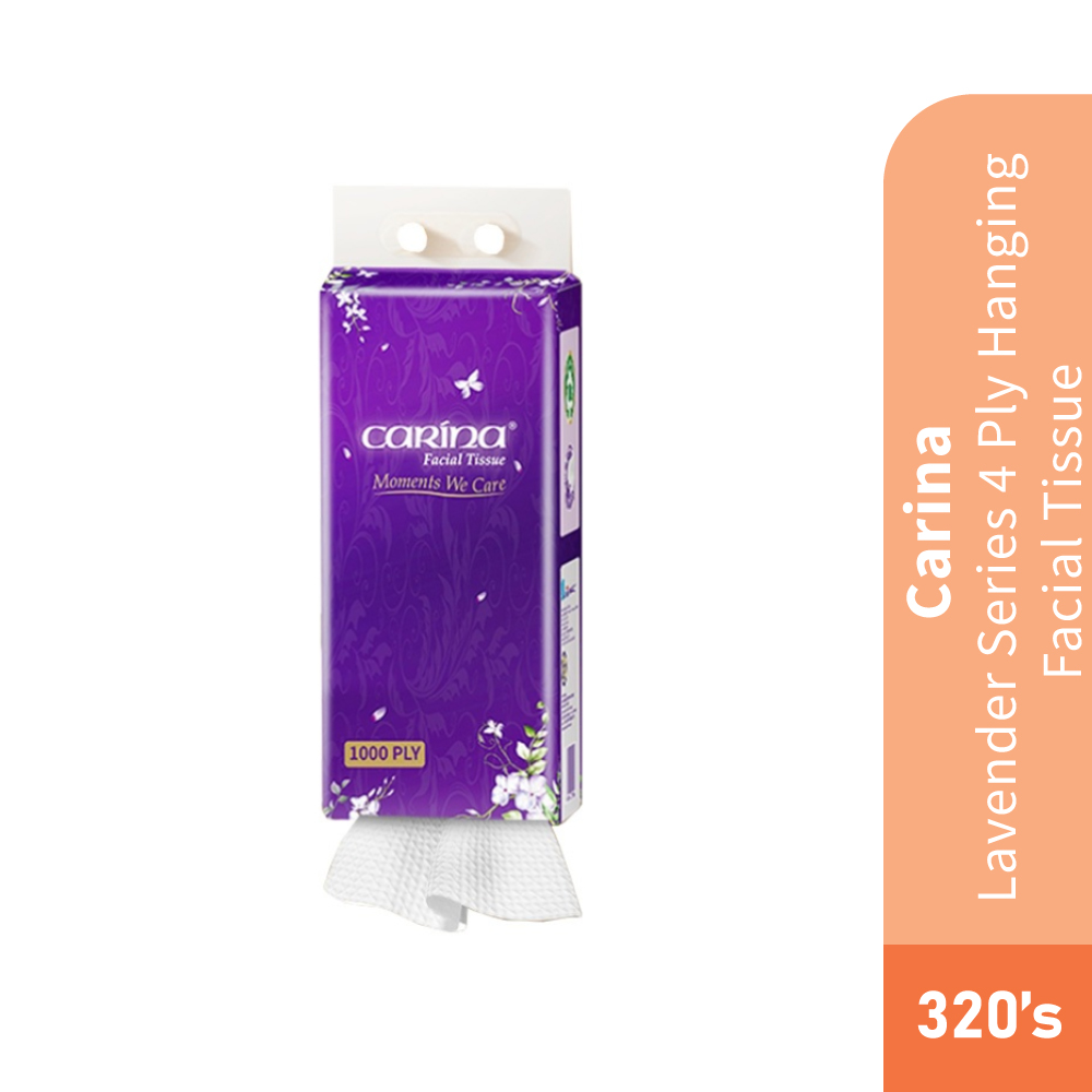CARINA Lavendar Series 4ply Hanging Facial Tissue 320's for Tisu Gantung, Hanging Tissue