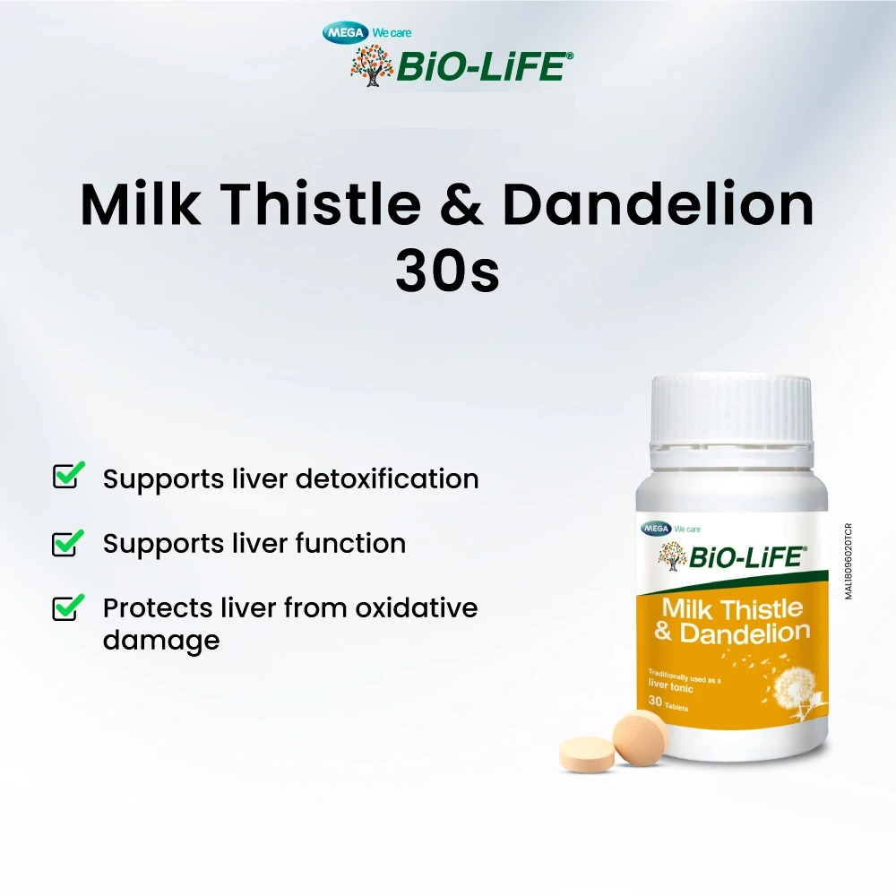 BIO-LIFE Milk Thistle & Dandelion 30's for Liver Health, Fatty Liver Supplement