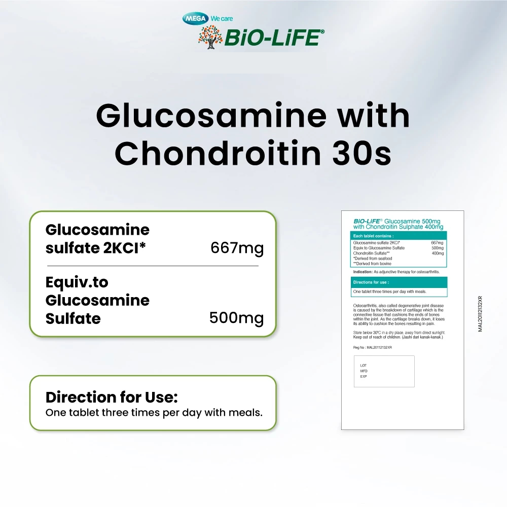 BIO-LIFE Glucosamine With Chondroitin 30's for Supplemen Lutut, Joint Supplement