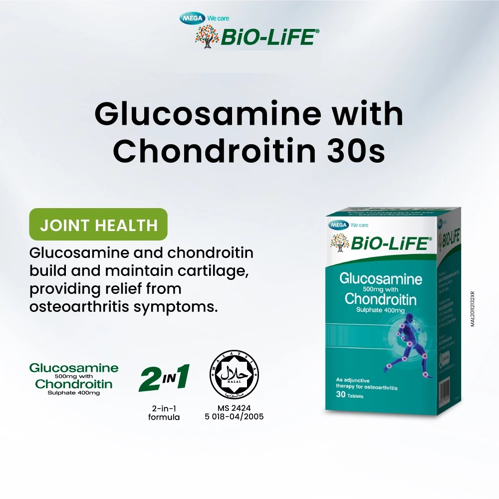 BIO-LIFE Glucosamine With Chondroitin 30's for Supplemen Lutut, Joint Supplement