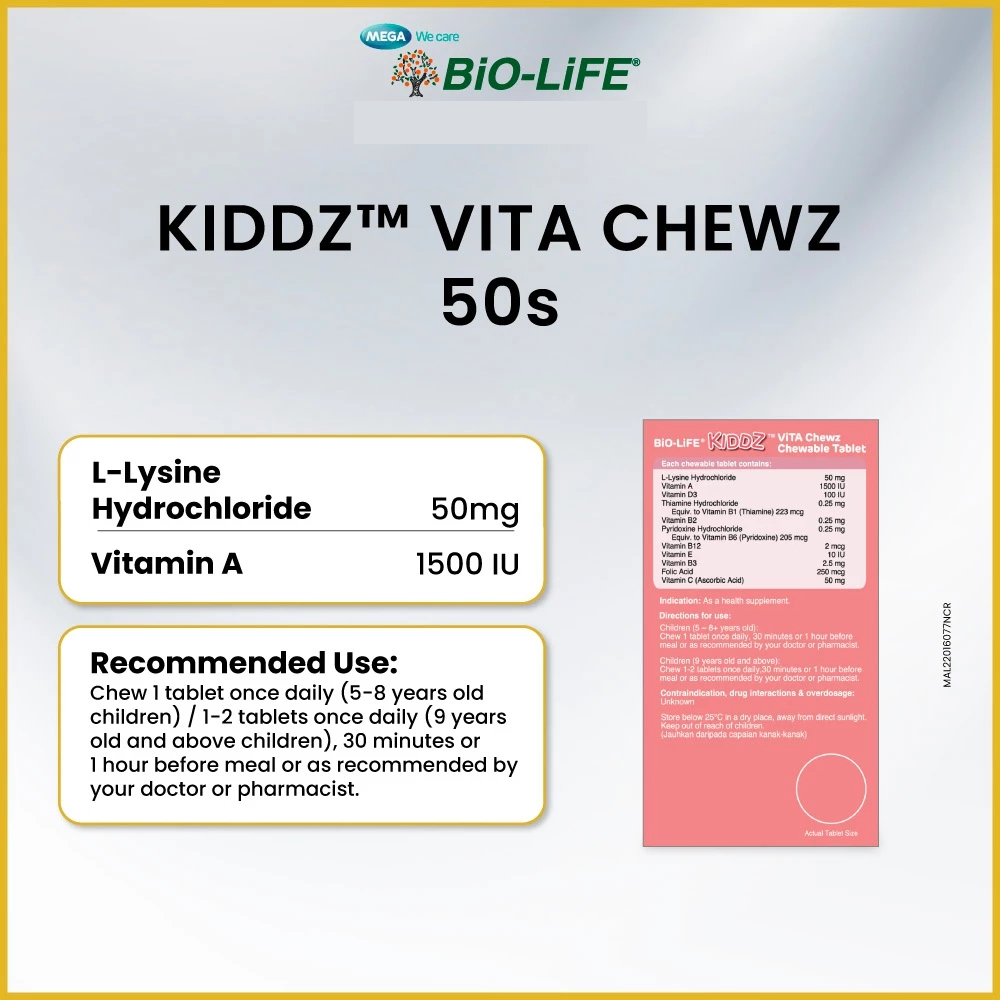 BIO-LIFE Kiddz Vita Chews Peach Flavour 50's for Kids Multivitamin