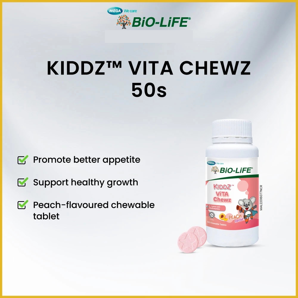 BIO-LIFE Kiddz Vita Chews Peach Flavour 50's for Kids Multivitamin