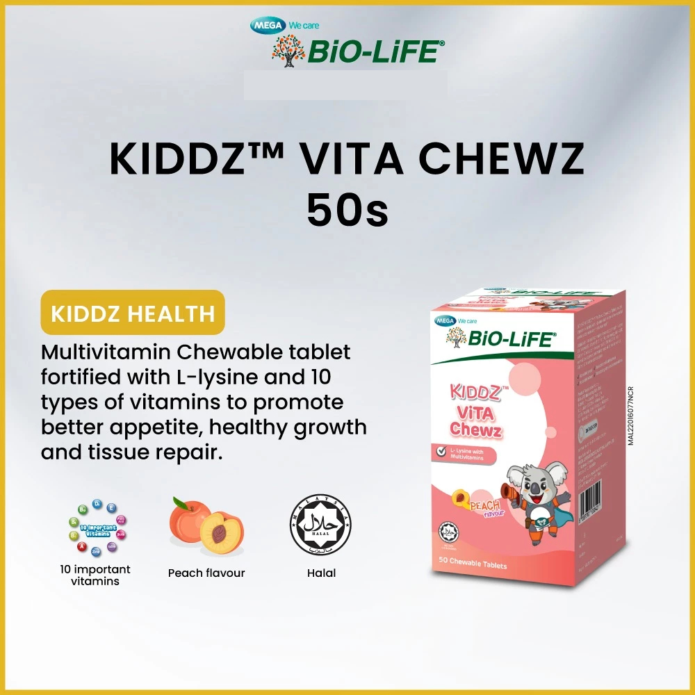 BIO-LIFE Kiddz Vita Chews Peach Flavour 50's for Kids Multivitamin
