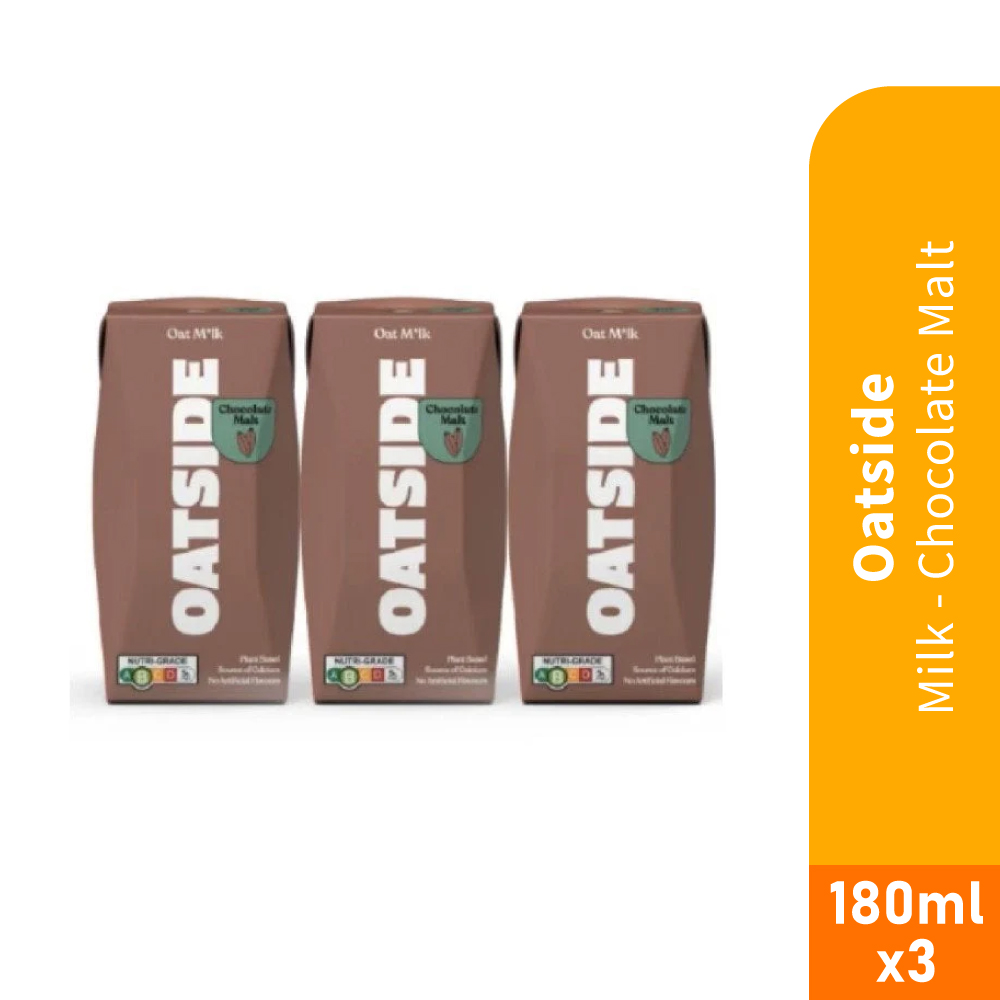 OATSIDE Milk 180ml - Chocolate Malt, Vegan Milk, Oatside Barista,Oat Milk, Susu Oat