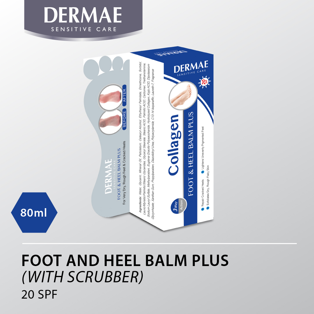 DERMAE Collagen Foot & Heel Balm Plus 80ml for Krim Kaki Berkerak, Cracked Heel Balm