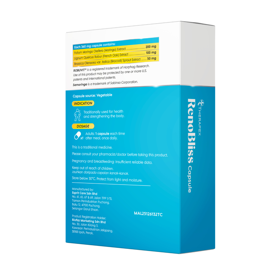 THERAPEX RenoBliss Capsule 30's For Kidney Supplement, CKD Supplement, Supplement Buah Pinggang