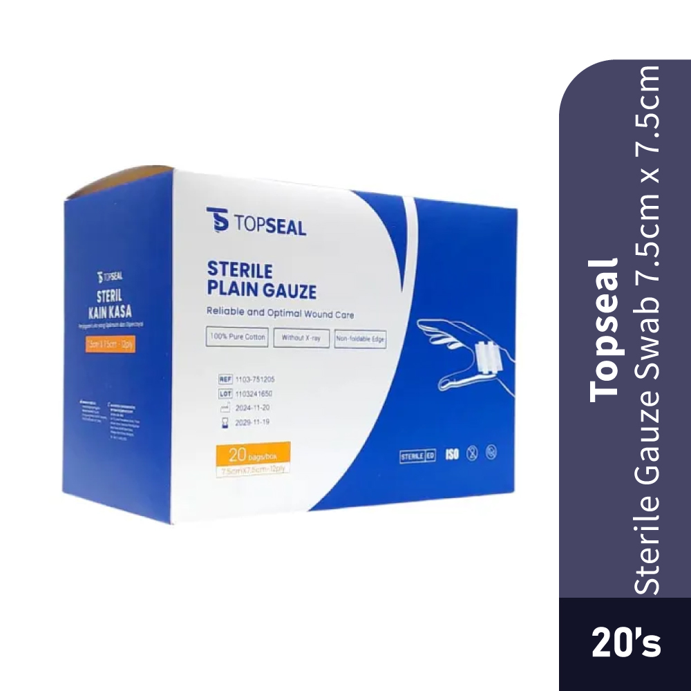 TOPSEAL Sterile Gauze Swab 20's for Wound Dressing, Gauze Dressing, Sterile Dressing
