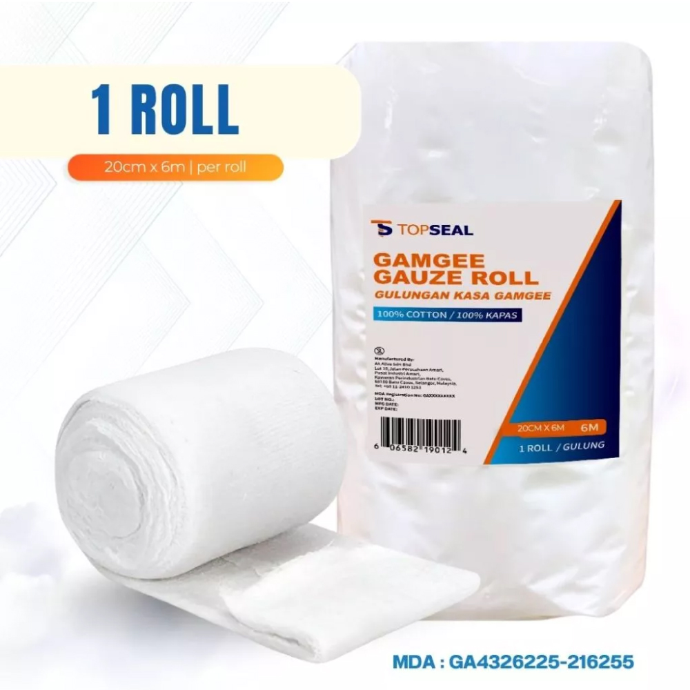 TOPSEAL Gamgee Gauze Roll 500g 20cm X 6m for Gamgee Dressing, Wound Dressing, First Aid Dressing