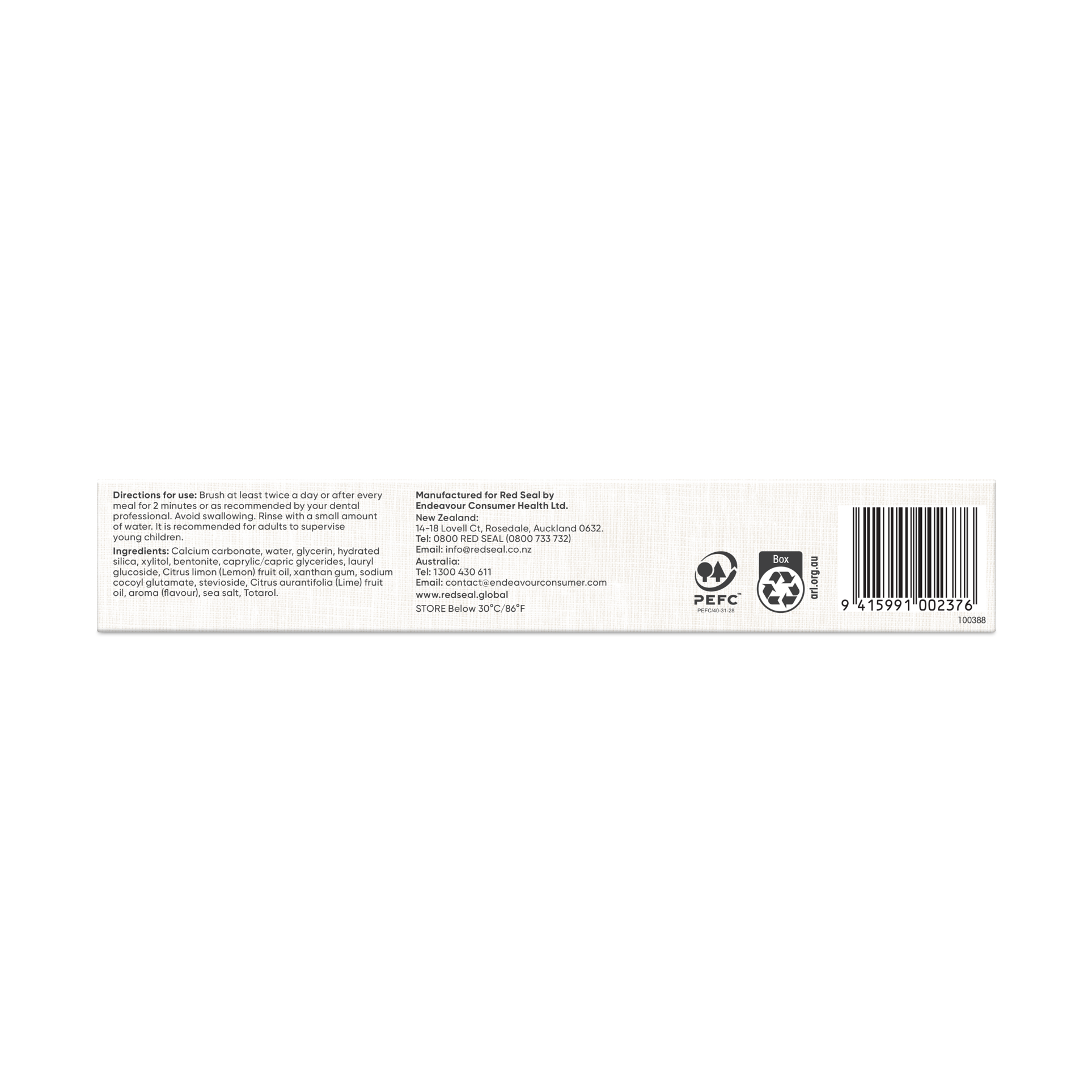 RED SEAL TOOTHPASTE LEMON SLS FREE 100G