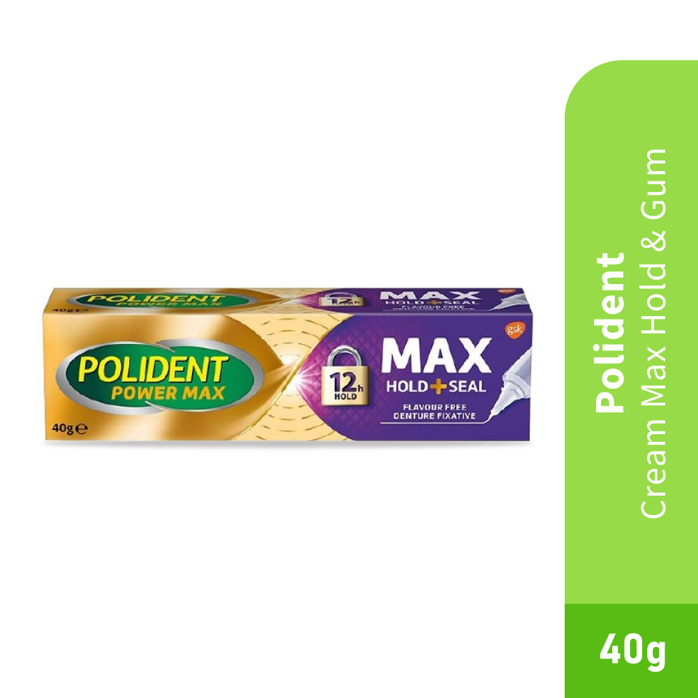 POLIDENT Cream Max Hold & Gum 40g for Dental Adhesive, Pelekat Gigi Palsu, Denture Glue