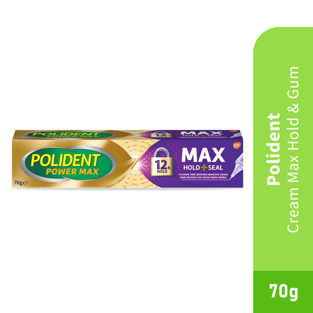 POLIDENT Cream Max Hold & Gum 70g for Dental Adhesive, Pelekat Gigi Palsu, Denture Glue